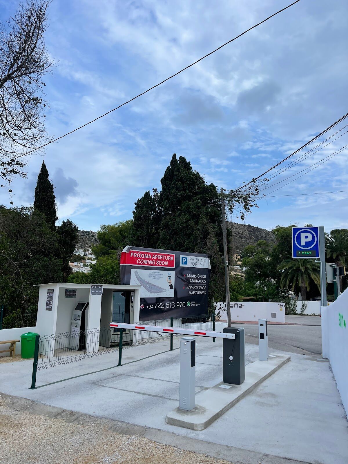The paid car park and motorhome area at El Portet, Moraira