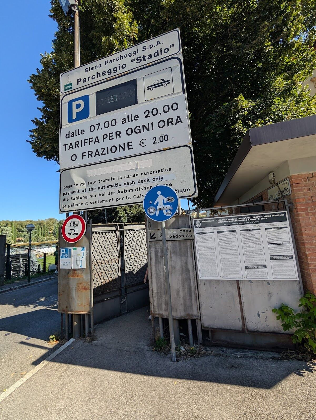 Open-air Stadio car park beside the Siena football stadium